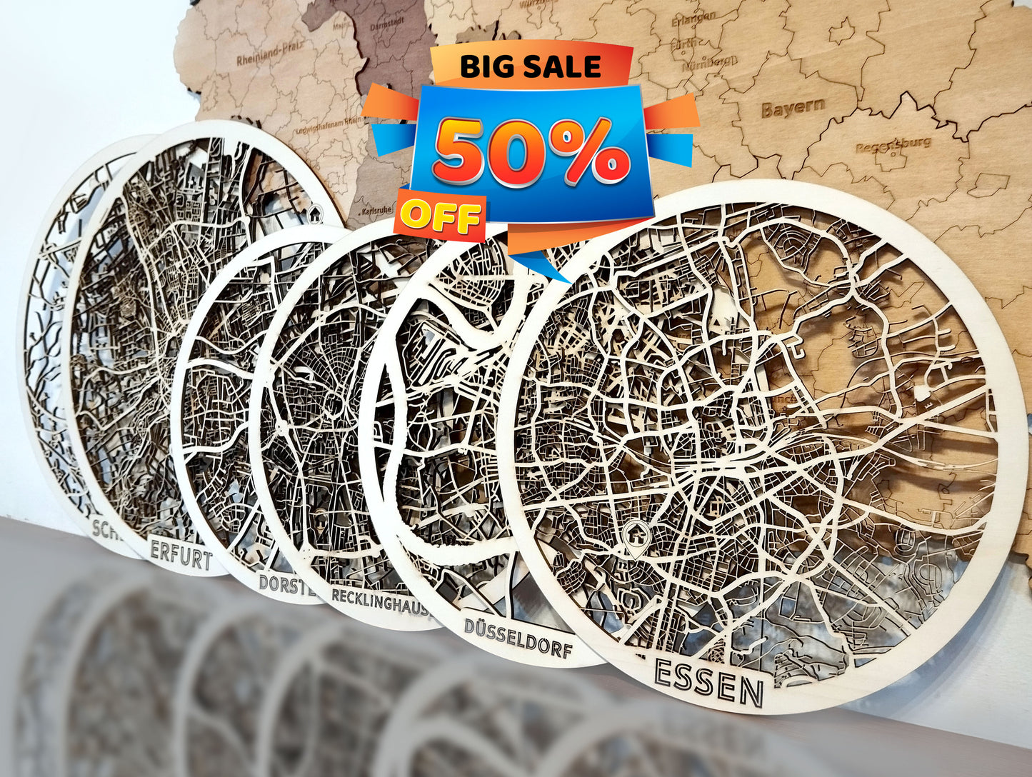 Personalisierte Stadtpläne aus Holz für Ihre Lieblingsstadt! Ein einzigartiges Geschenk!