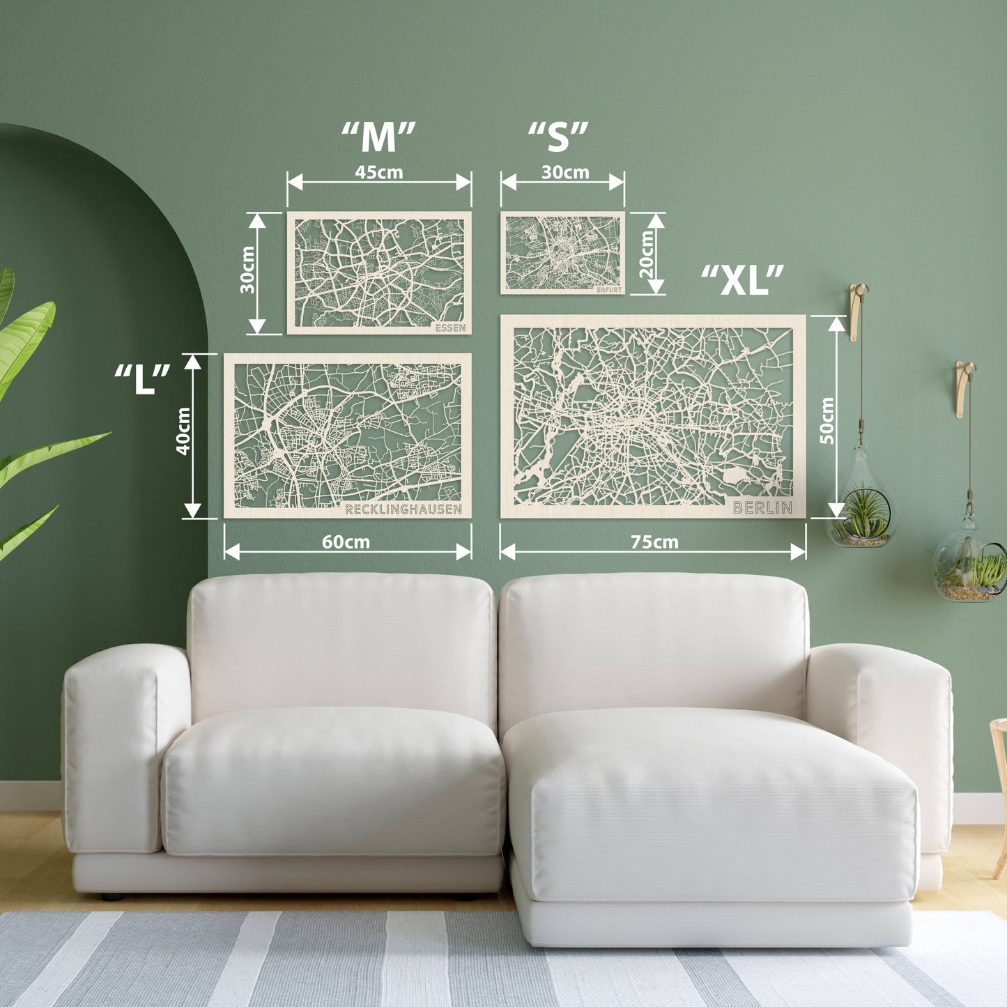 Horizontale Holzkarte Düsseldorf - Einzigartige Stadtkarte aus Echtholz!